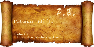 Patonai Béla névjegykártya